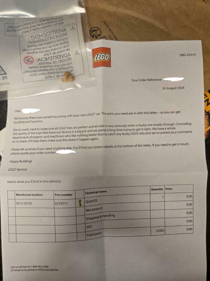 LEGO Sent Me a Letter Along With My Missing Brick (Yes, For Real)