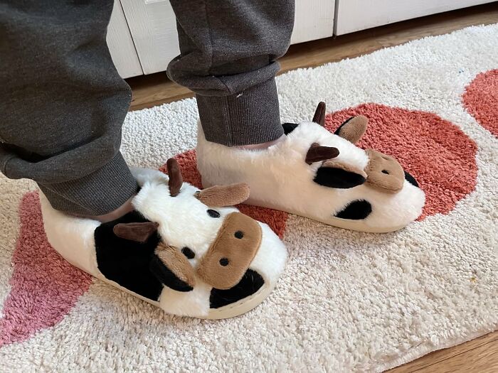 Cancel Your Plans in Style With These Fluffy Cow Slippers