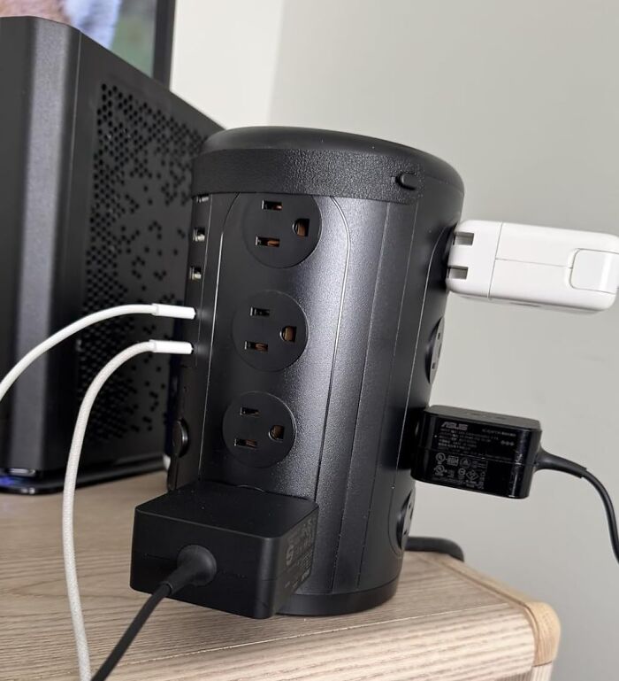 Ditch the Fire Hazard with This 16-Outlet Tower with Surge Protector
