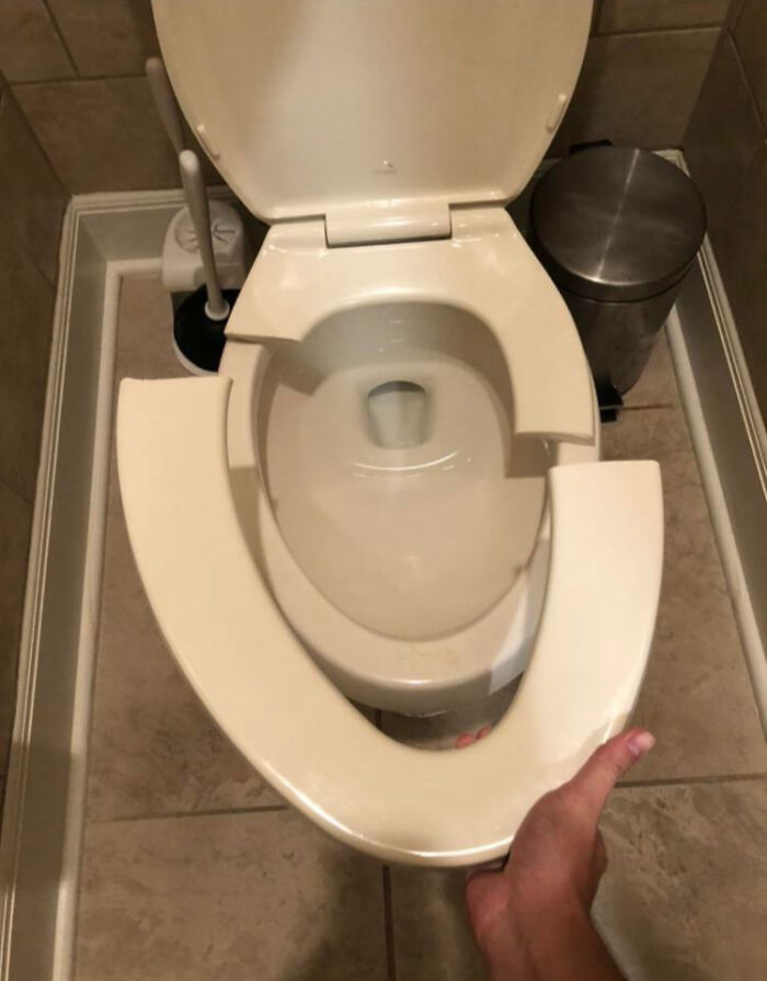 Family Member Breaks Toilet Seat And Disappears Like A Ninja