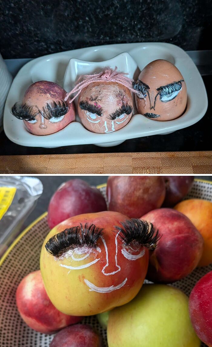 Sister Paints Food And Glues Fake Eyelashes On It. Why?