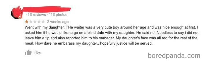 He Embarrassed My Daughter, Says This Review