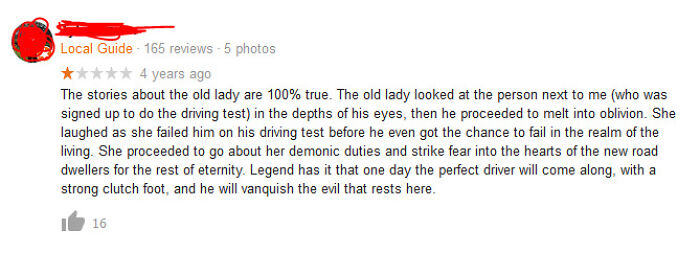 One Of The Reviews On My Terrible DMV