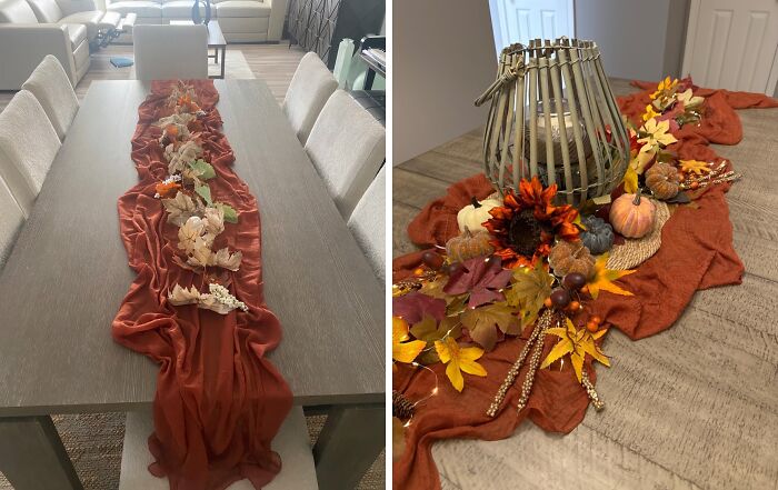 Make Your Table Cozier With This Rusty, Sheer Fall Cheesecloth Table Runner
