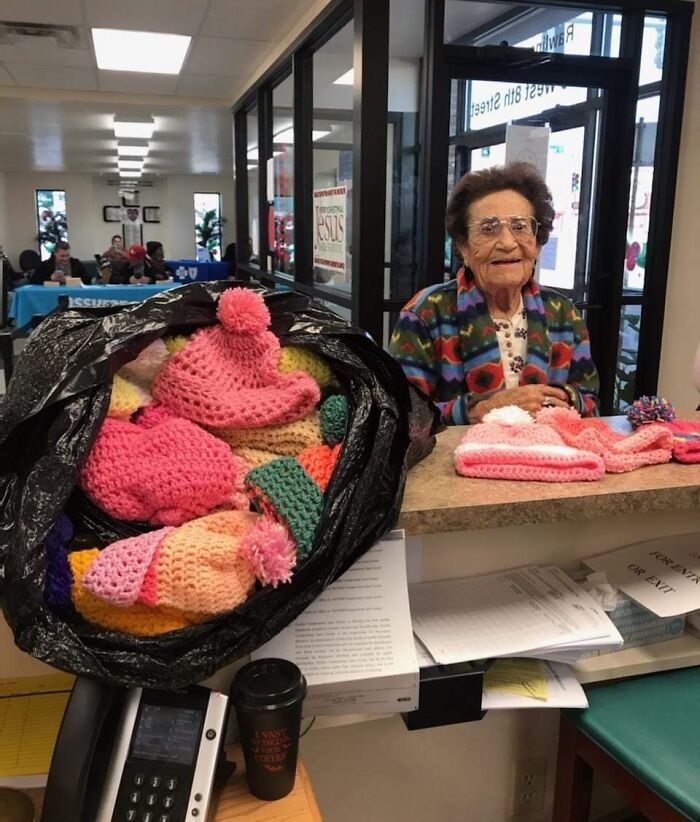 She Crocheted Hats for a Local Shelter — Talk About Holiday Spirit!