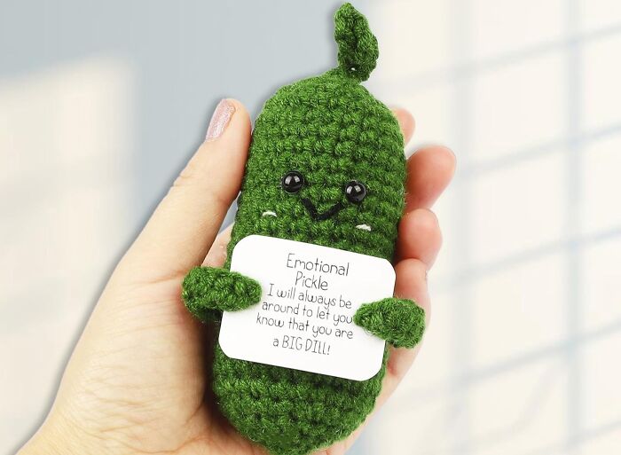 Because They’re Kind of a Big Dill, Gift Them This Crochet Emotional Support Pickle
