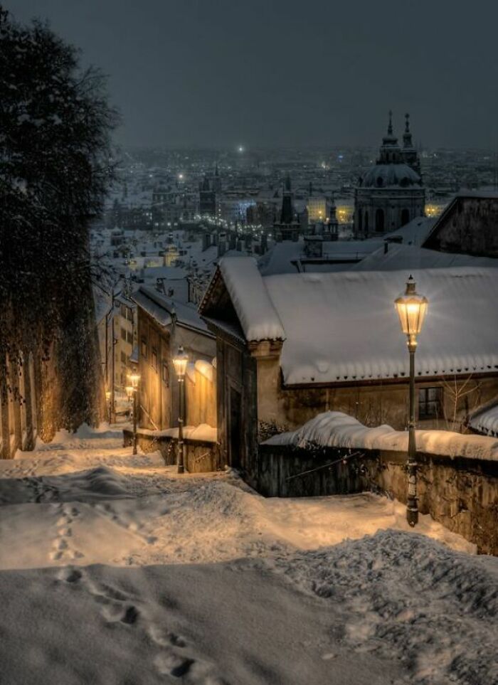 Prague On A Winter Night: It’s Like Stepping Into A Snow Globe