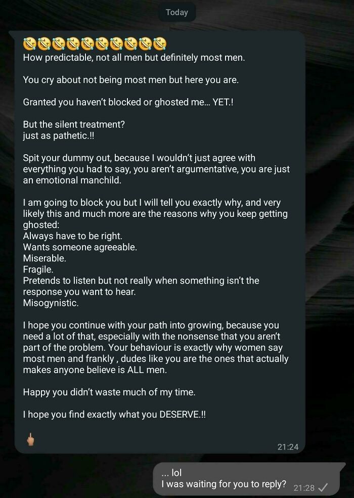 Waiting for a Reply Was Apparently Misogyny?