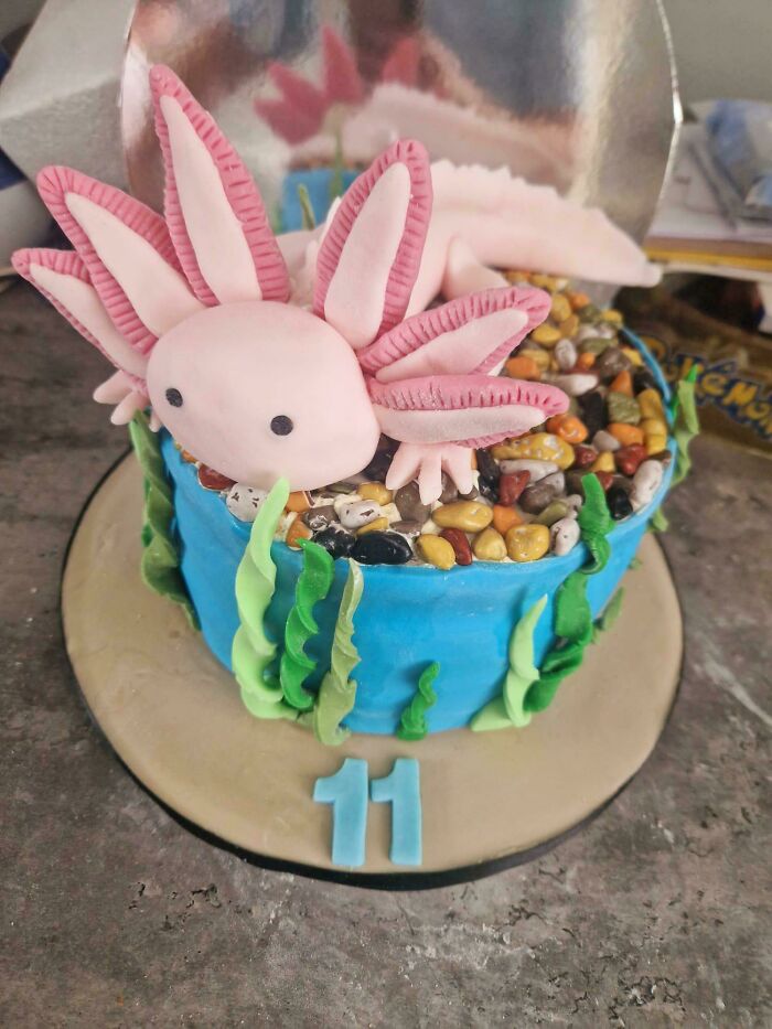 Axolotl Cake for Our Son’s Birthday — Adorable!