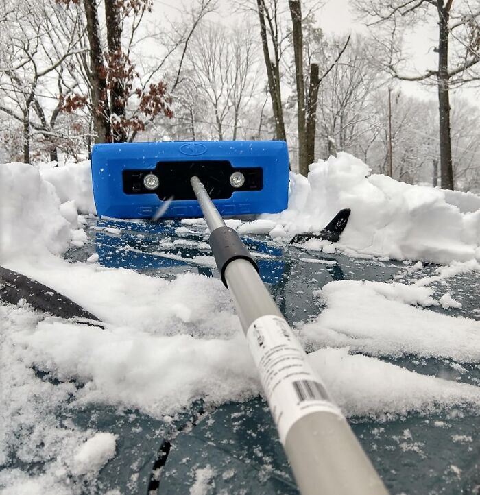 Lose The Awkward Stretch And Clear Your Car With This Telescoping Snow Broom For Windshields