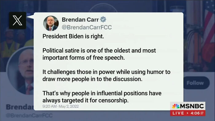 Trying Not to Be a Hypocrite... But Oops (Brendan Carr 2022)
