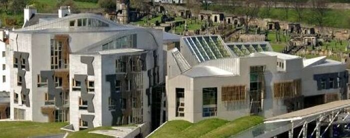 The Scottish Parliament Building and Its Weird Stick Window Guard
