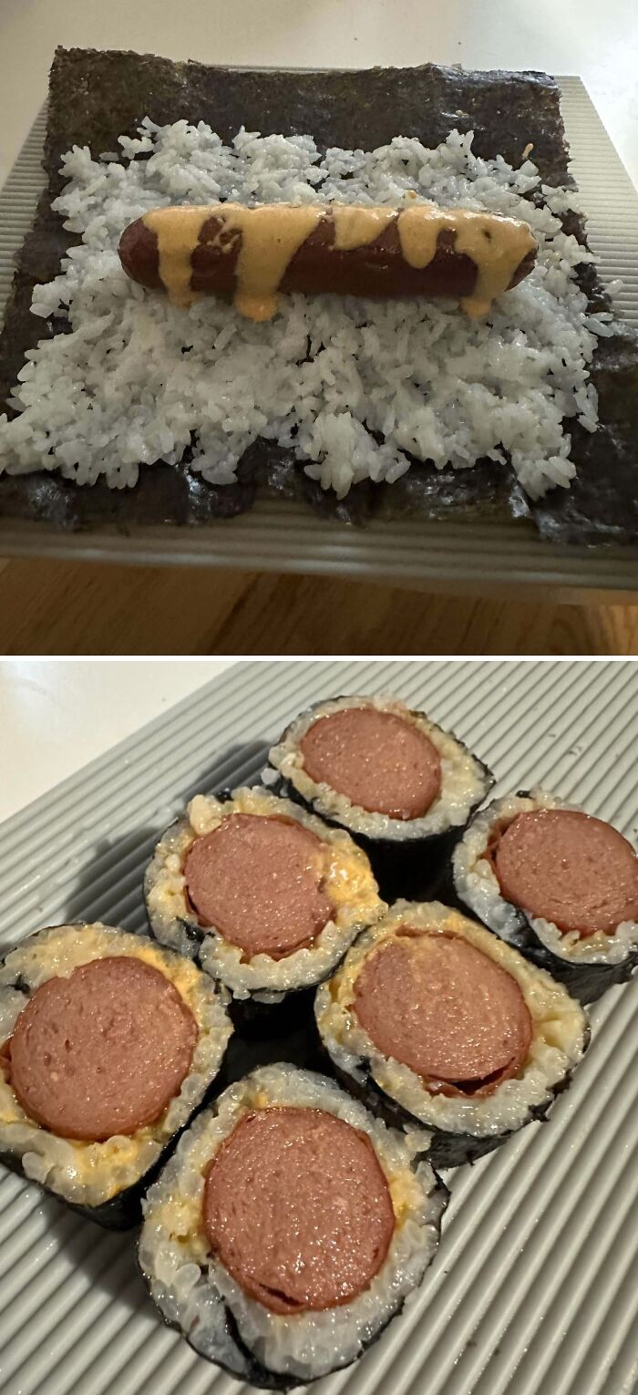 Hotdog Sushi with Spicy Mayo: What’s Happening Here?