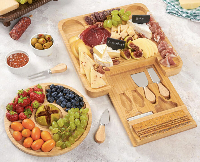 Snack Like A Boss With This Bamboo Charcuterie Board Kit (Knives & Recipe Book Included!)