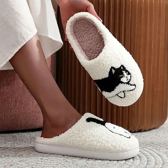 Say Hello To The Coziest Cat Feet Ever With These Fuzzy Slippers You'll Never Want To Kick Off