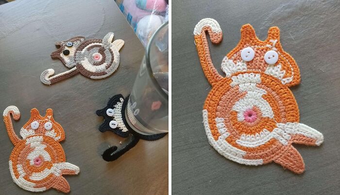Watch Your Basic Coasters Get Shamed By These Hilariously Cute Crochet Cat Butts
