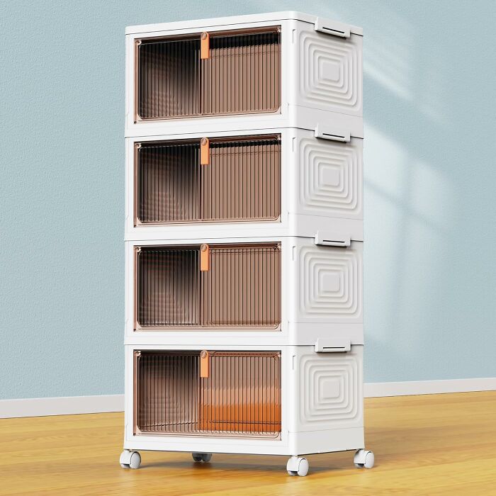 Tame That Scary Junk Closet With These Stackable Storage Containers With Wheels