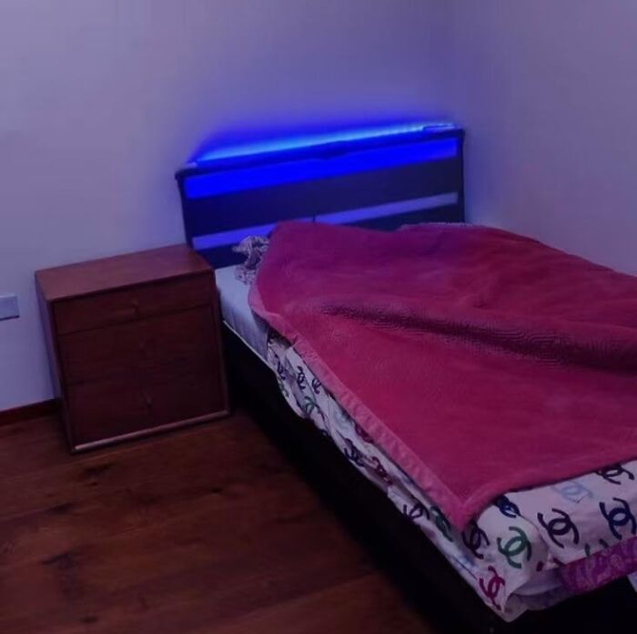 Turn Your Bedroom Into A Lighting Party With This Twin Bedframe With LED Lights & Charging Station