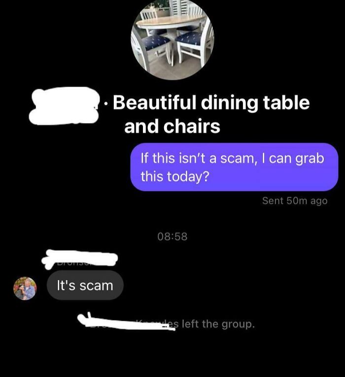 Trying To Buy A Table Off Marketplace... He Was At Least Honest