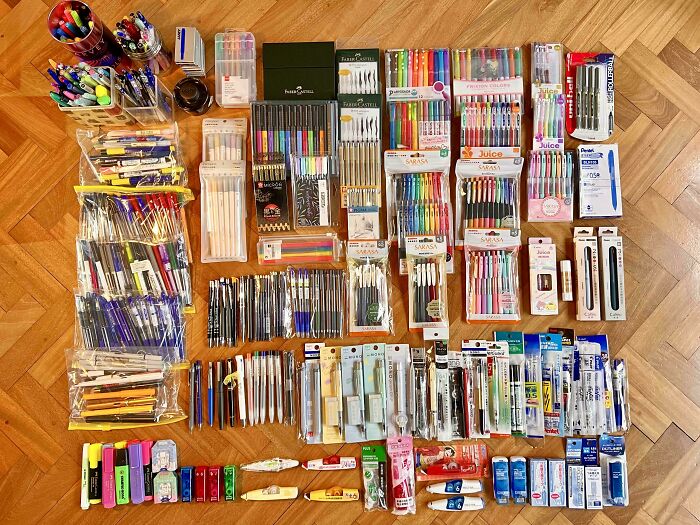 Found Some Pens While Cleaning My Drawer And Lined Them Up