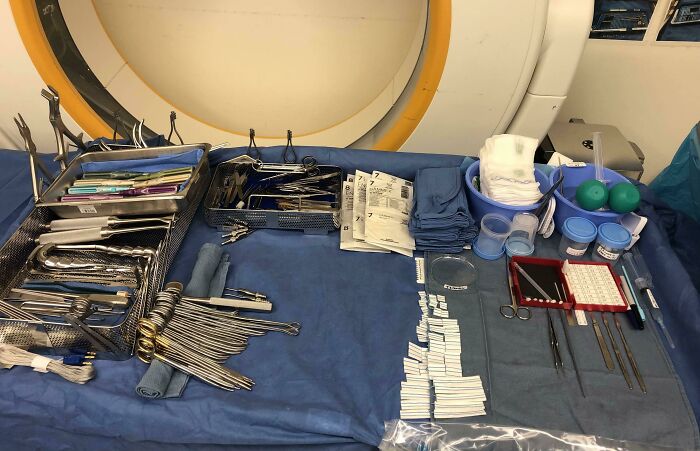 Typical Setup Before Spinal Cord Surgery, Neatly Arranged