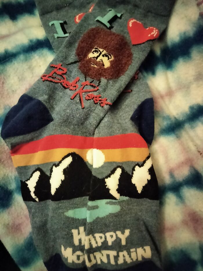 Bob Ross Socks—Happy Little Feet