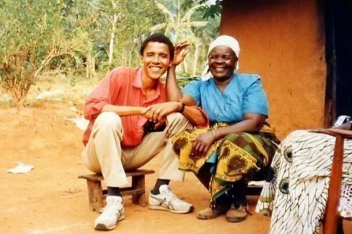 Young Barack Obama Visits Grandmother in Kenya, 1995
