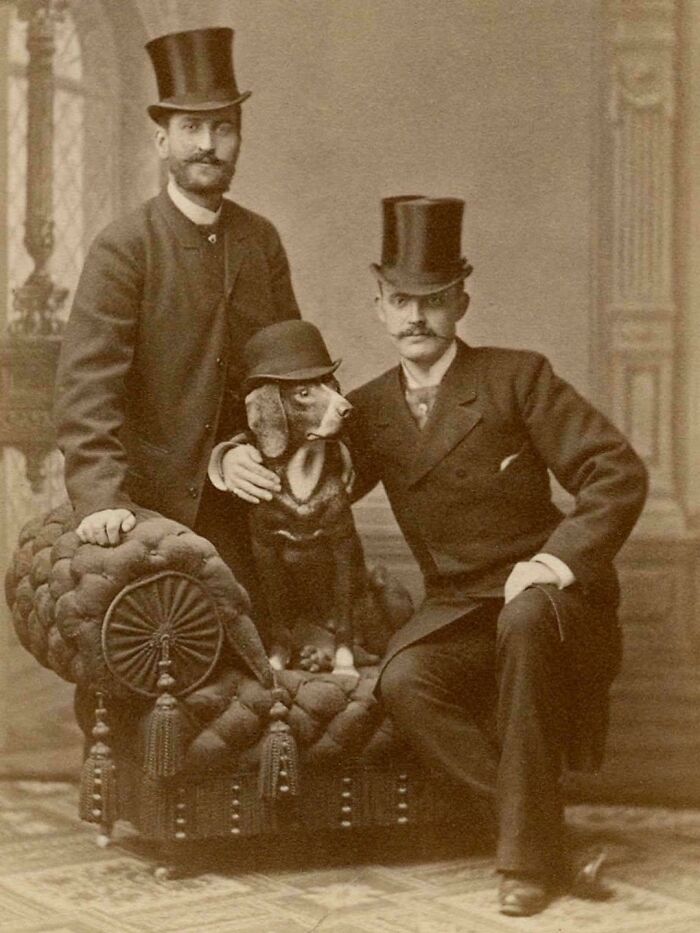 Dapper Dudes and Their Sharp-Dressed Dog, Stockholm, 1880s