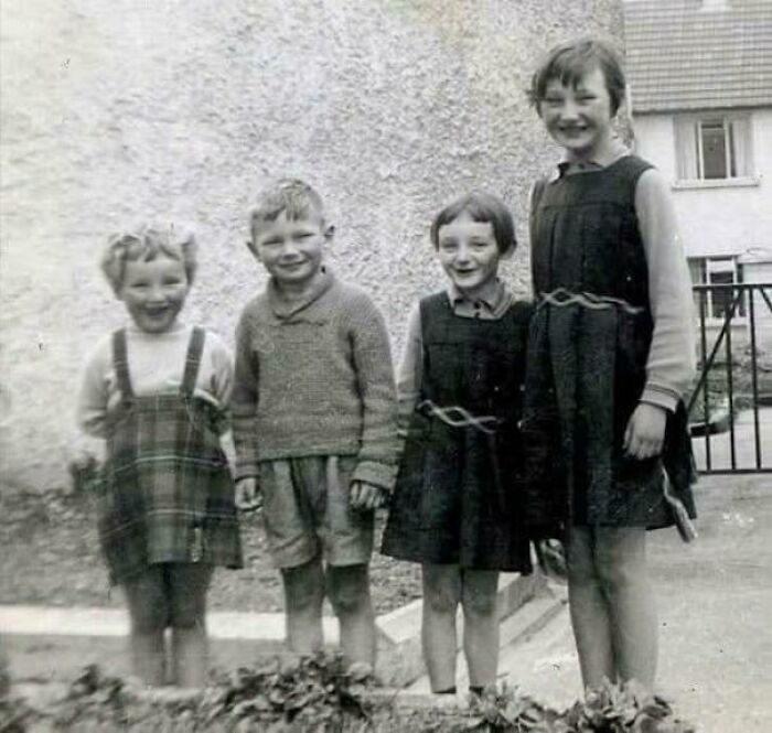 Young Liam Neeson and Sisters Outside Family Home, 1960