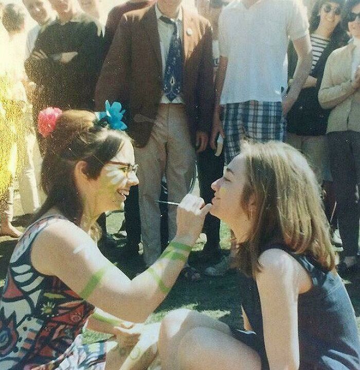 Young Hillary Clinton Gets Her Face Painted, Wellesley 1969