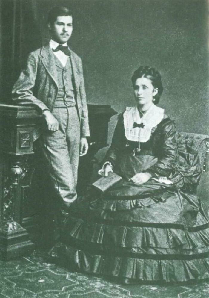 Teenage Sigmund Freud with Mom, 1872