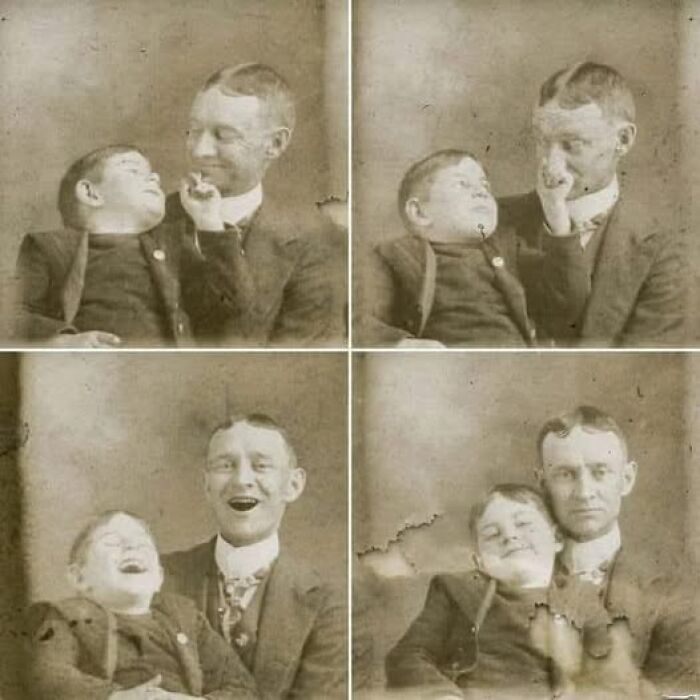 Dad and Son Goofing Off for the Camera, 1910