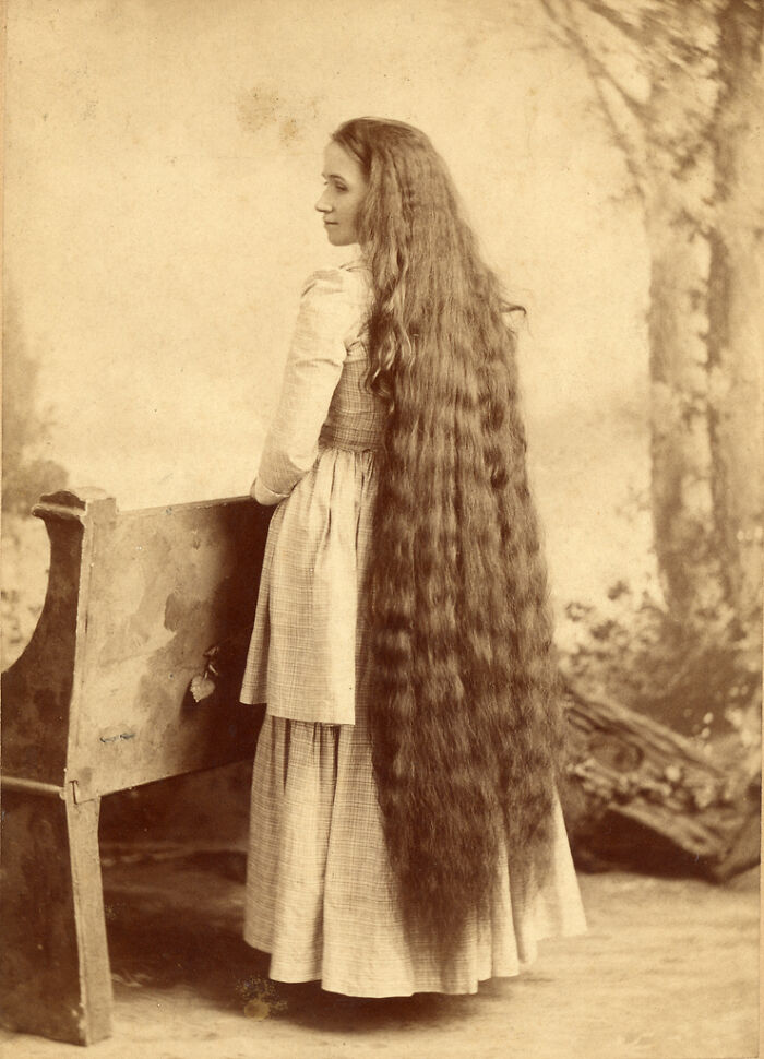 Victorian Lady with Long Hair: Timeless Beauty of the 1880s or 1890s