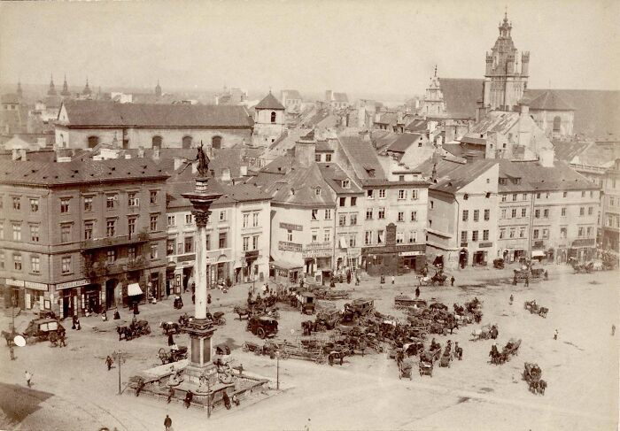 Warsaw, Poland, 1870: Castle Square Looks Sharp