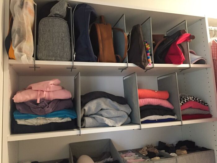 Finally Conquer Your Leaning Tower of Sweaters With These Shelf Dividers