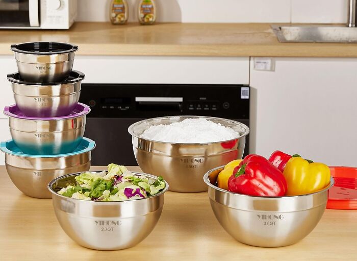 7 Piece Metal Mixing Bowls With Lids: Tupperware’s Cool, Stacking Cousins