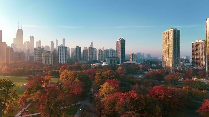 Sunrise at Chicago’s Lincoln Park Showing Late Fall