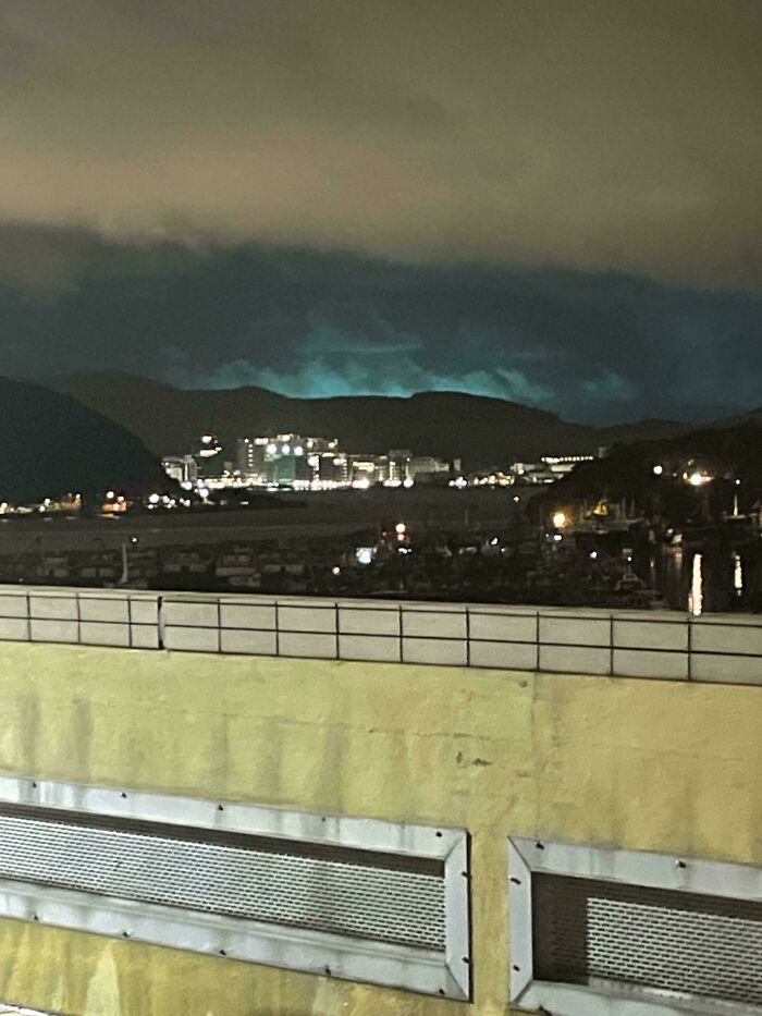 Spooky Blue Glow Over The Horizon. Twilight Or Alien Party?