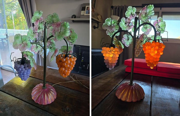 Discovered A Murano Glass Grape Lamp In The Attic—Fancy!