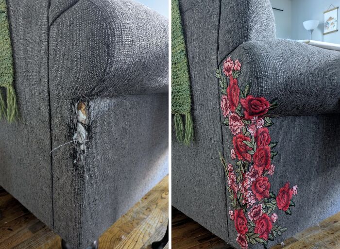 Cat Scratched Your Couch? Iron-On Patches To The Rescue!