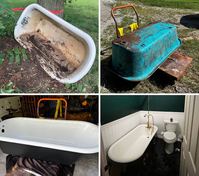 Cast Iron Clawfoot Tub Reborn: Yard Find Gets Fancy Again