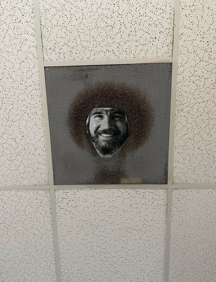 Bob Ross Painted on the Ceiling at This Doctor’s Clinic Has Rust as His Hair