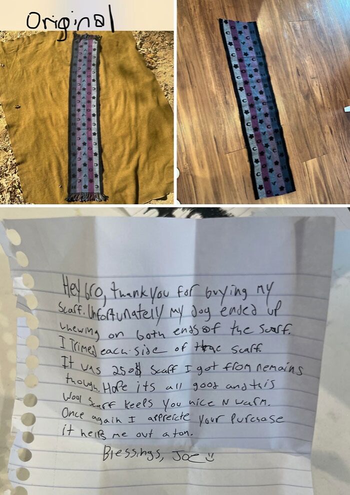 Ordered a Scarf, Got Half with an Apology Note