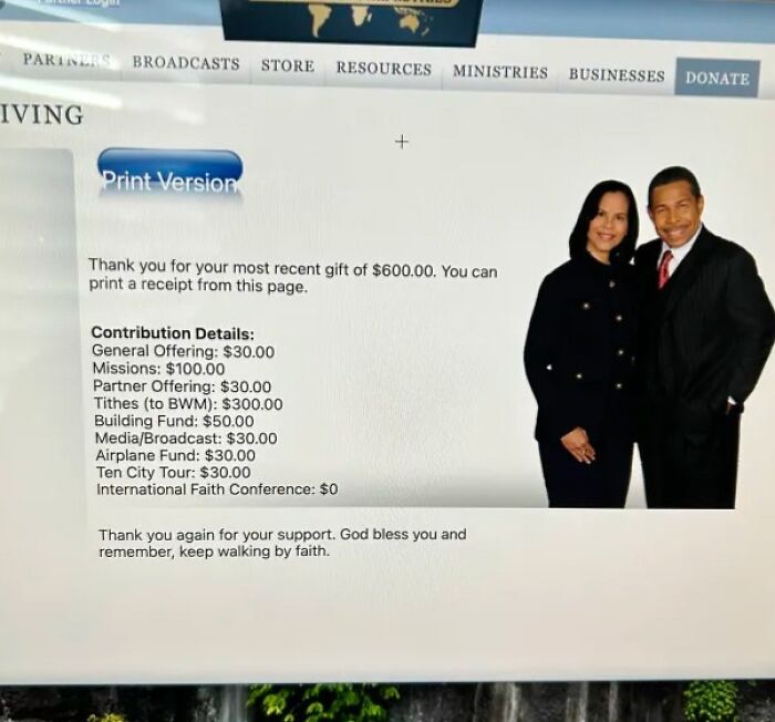 Mom Says We're Broke But Donates Thousands To A Megachurch Monthly