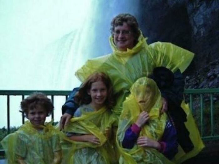 Family Photo By The Falls—Nature Joins In!