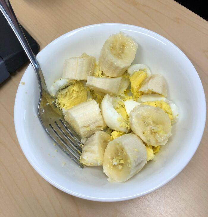 Breakfast or Confusing Art? Coworker's Mystery Morning Plate
