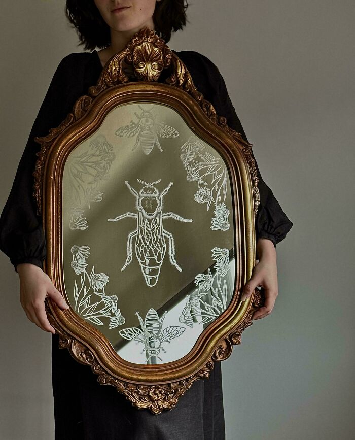 Hand Engraved This Bee Mirror—Buzz Worthy!