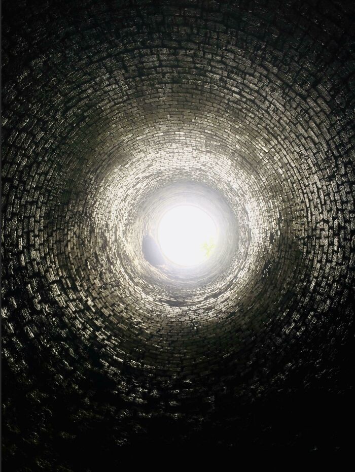 Looking Up An Old Iron Works Chimney—Trippy View