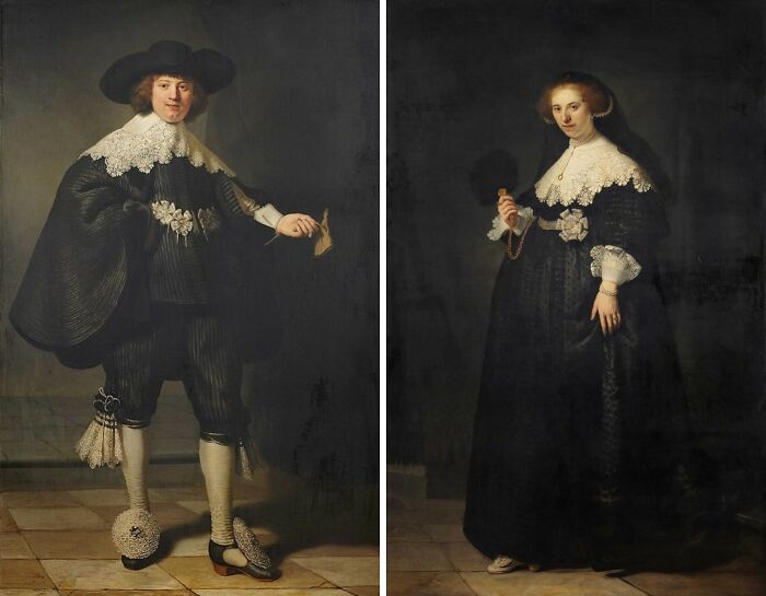 Pendant Portraits Of Maerten Soolmans And Oopjen Coppit (1634) by Rembrandt