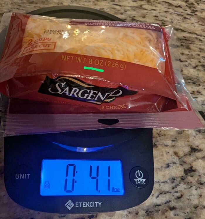 Bought An 8oz Cheese Bag, Got Half The Cheese